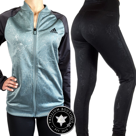 BUNDLE - Adidas Embossed Track Jacket & Adidas Embossed Tights NWT - Picture 1 of 14